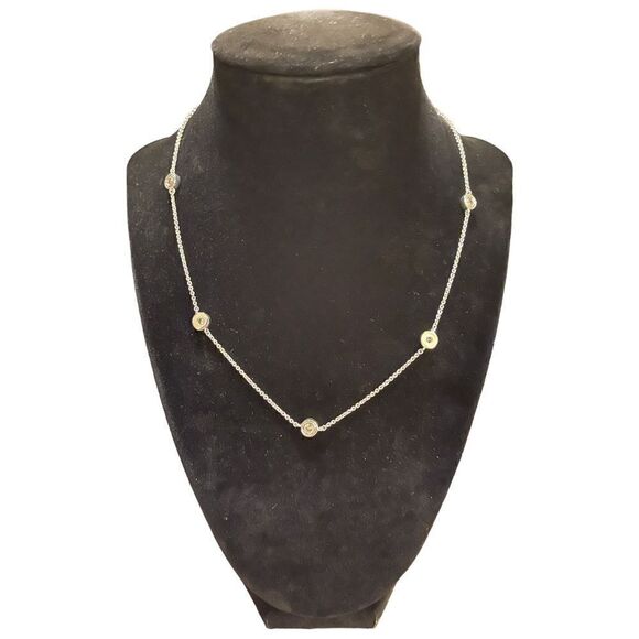 NWT Lauren Ralph Lauren cubic Zirconia station silver tone 16.5” necklace - Picture 1 of 5